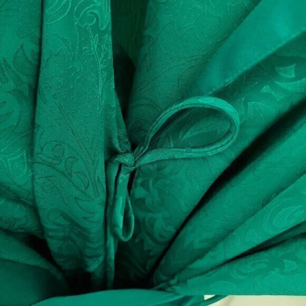 VTG Victoria's Secret Gold Label Full Length Satin Robe M Green